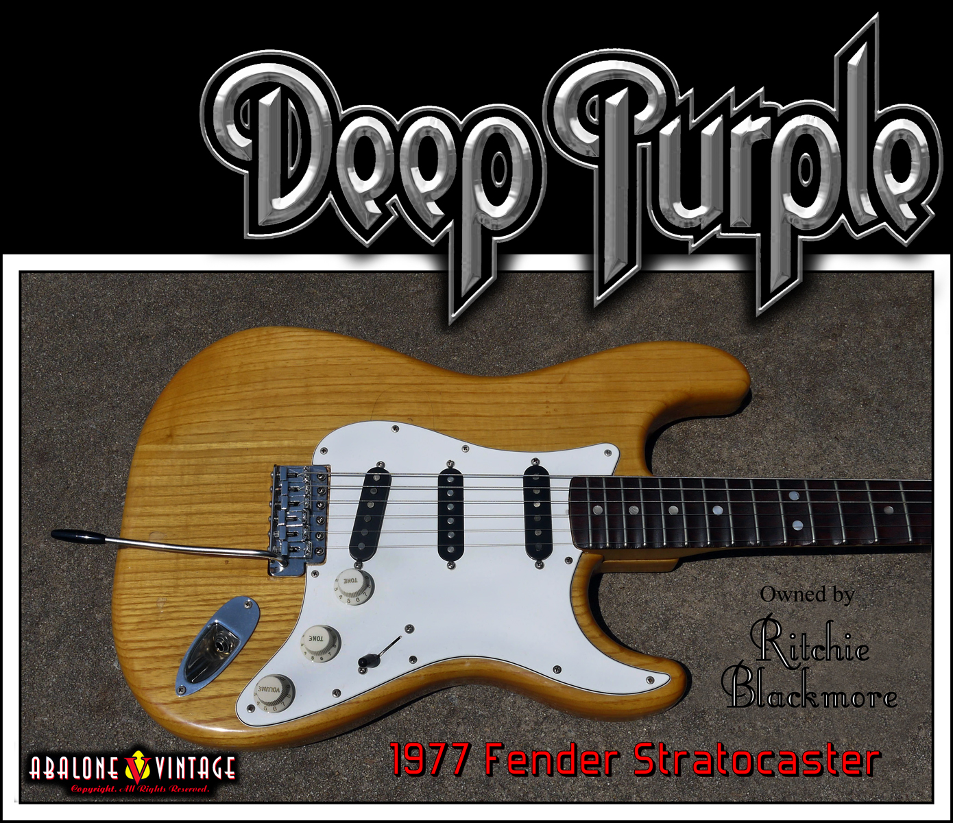 1977 fender stratocaster owned by ritchie blackmore of deep purple and rainbow.